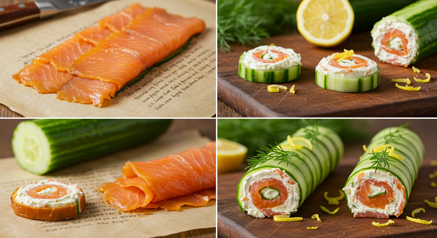 Chatelaine Smoked Salmon Roll on Cucumber Recipe: Try Chatelaine smoked salmon roll