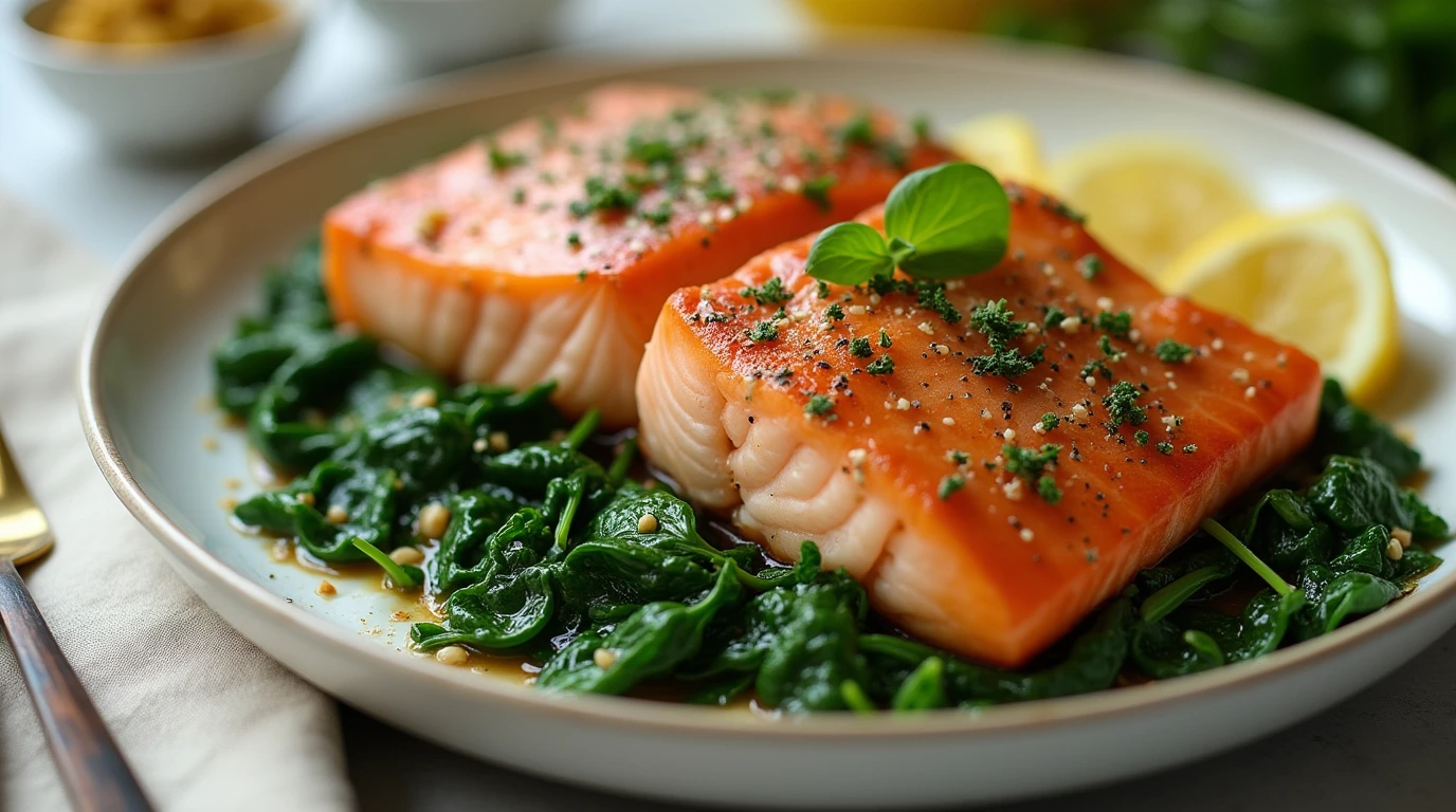 Dish of Salmon and Spinach Recipe