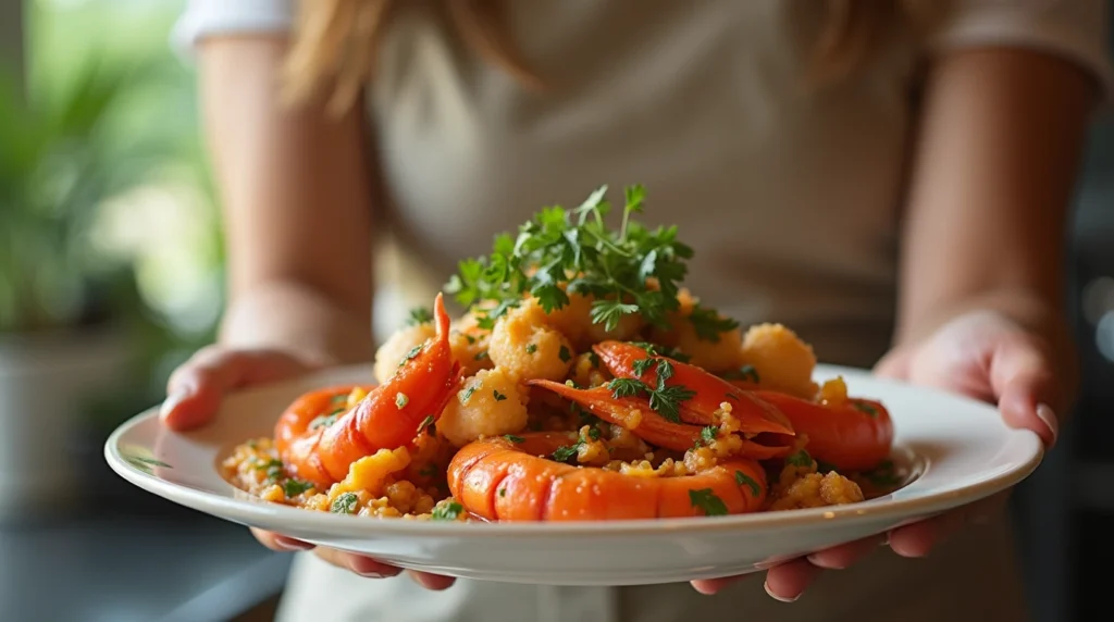 presentation of dish of homemade Seafood Boil Sauce