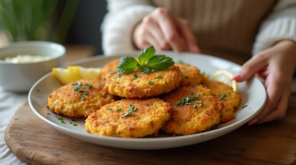 women serve Perfectly Crispy Chicken Cutlets at Home