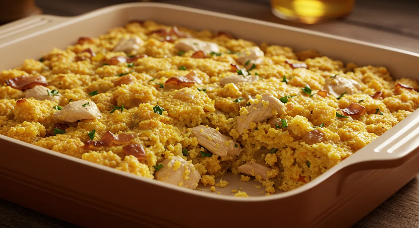 Chicken and Cornbread Dressing dish