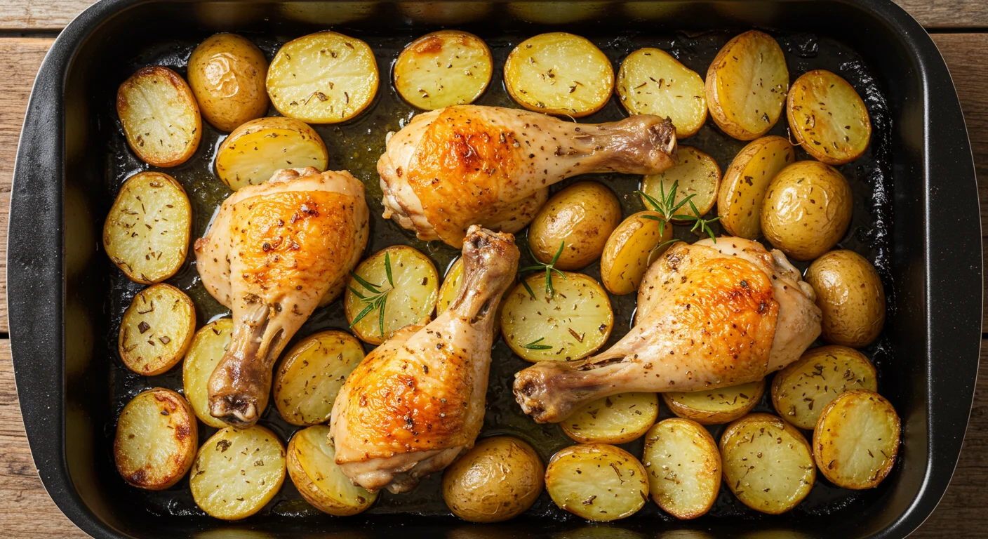 chicken and potatoes recipe golden crispy one pan