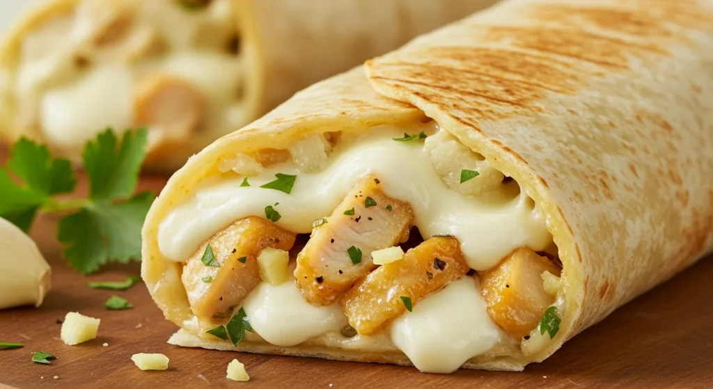 Cheesy Garlic Chicken Wraps