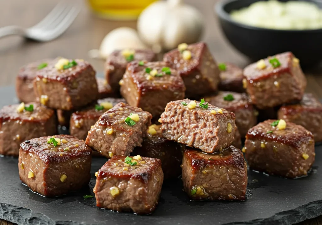 Garlic Butter Steak Bites 3 Ingredient